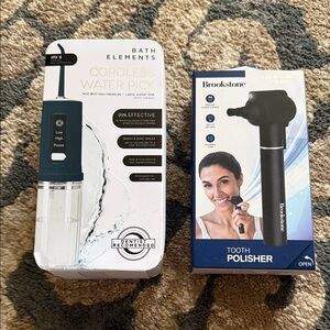 Brookstone Black Tooth Polisher and Bath Elements Cordless Water Pick Set